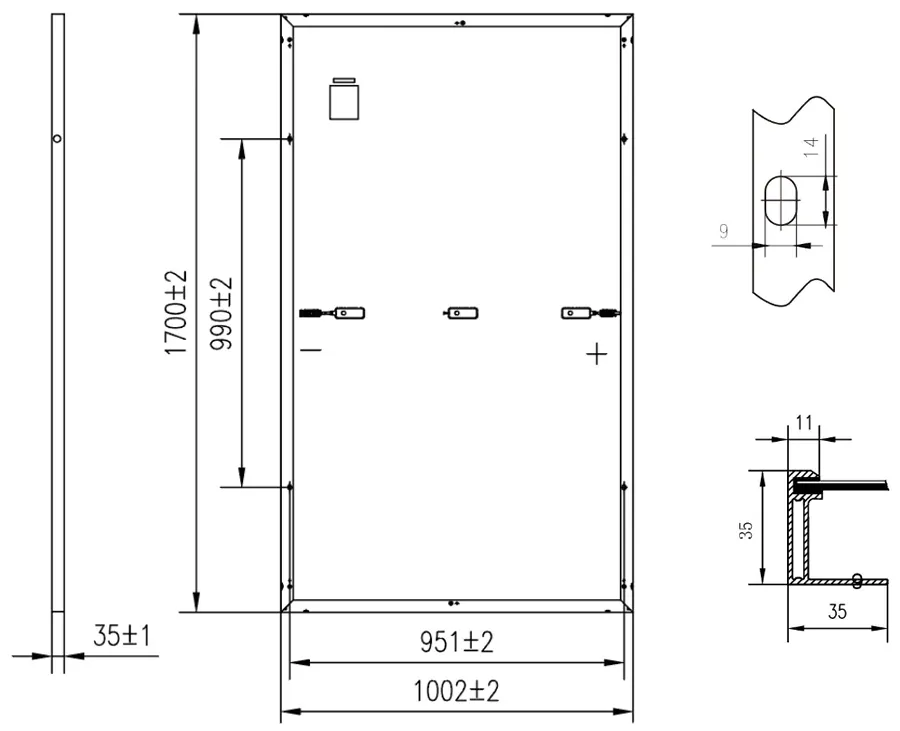 PV module dimensions(mm)