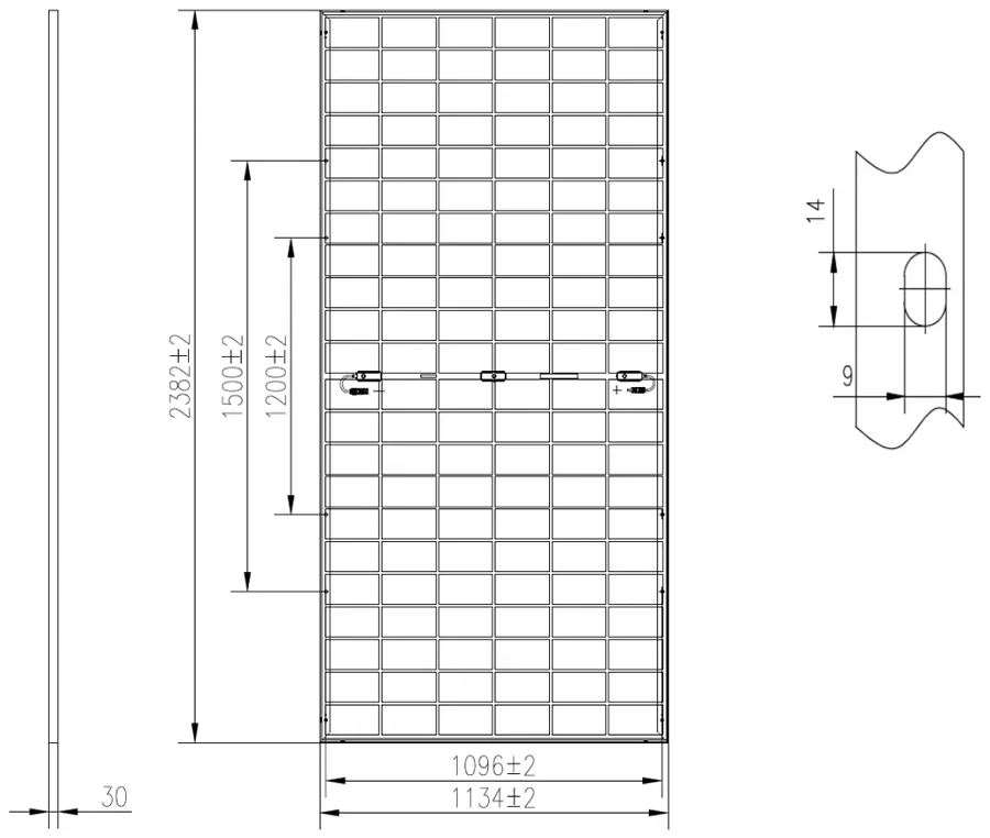 PV module dimensions(mm)