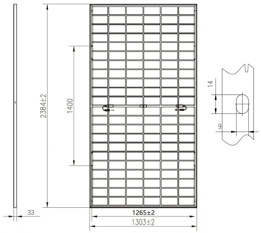 PV module dimensions(mm)